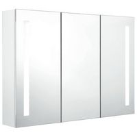 mueble de bano  armario de bano con espejo led blanco brillante 89x14x62 cm