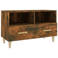mueble tv  mueble de salon  armario tv madera contrachapada roble ahumado 80x36x50 cm cfw779073