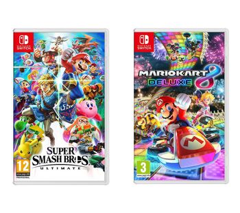 NINTENDO SWITCH Super Smash Bros. Ultimate & Mario Kart 8 Deluxe Bundle, Red