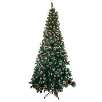 arbol de navidad con pinas y bayas pino artificial verde con puntas blancas estructura de plastico y metal revestido robusto y duradero facil
