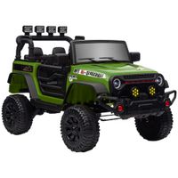 aiyaplay coche electrico para ninos de 3 anos con bateria 12v mando a distancia faros led bocina musica verde