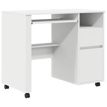 Escritorio | Mesa De Trabajo Con Ruedas 91 X 50 X 77 Cm Madera De Ingeniería