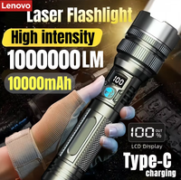 linterna led super brillante lenovo 1000000lm recargable usb-c con pantalla digital resistente al agua ipx8 larga duracion para camping y emergencias