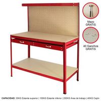 banco de trabajo mesa de trabajo ganchos de mesa taller de cajones rojo