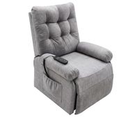 sillon reclinable seren de sala en color gris con mando control bolsillo lateral y levantapersonas tela 90x107x84 cm