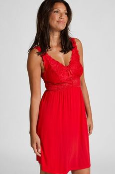 Hunkemöller Vestido lencero Nora Lace Rojo