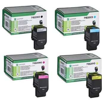 Original Multipack Lexmark CS417dn Printer Toner Cartridges (4 Pack) -71B20K0