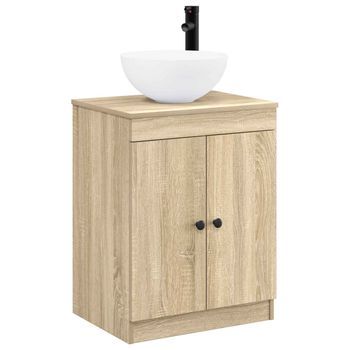 Juego De Muebles De Baño Roble Sonoma Madera De Ingeniería Vidaxl