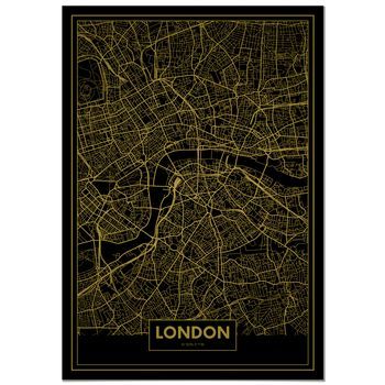 Panorama Cuadro De Aluminio Mapa Oro De Londres 70x100 Cm