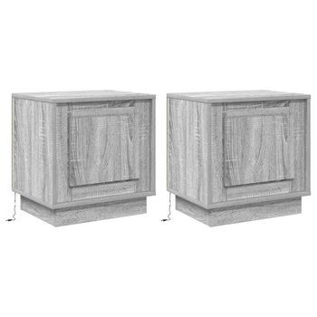 Pack 2 Uds Mesita De Noche | Armario De Noche | Mesa De Noche Gris 44 X 34,5 X 45 Cm