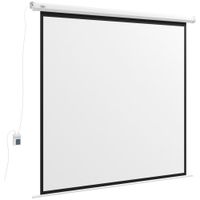 homcom pantalla de proyector electrica 96 pulgadas pantalla de proyeccion con control remoto 11 para interior exterior blanco