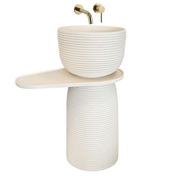 Lavabo De Pie Rea Azalia Asimétrico, Beige 65,5 X 39,5 X 86 Cm