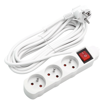 Aigostar Regleta alargador de 3 Tomas con Interruptor y Protección Infantil, 5 M, Blanco, 16A 250V