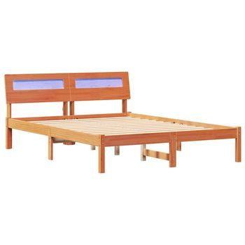 Estructura De Cama Con Cabecera Marrón Cera 135 X 190 Cm Vidaxl