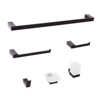 conjunto de 6 accesorios de bano minimalista de aluminio con vaso y jabonera negro tumaco