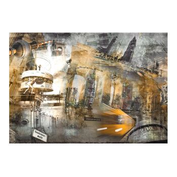 Papel Pintado 3d - Berlín - Colage (naranja) (150x105 Cm)