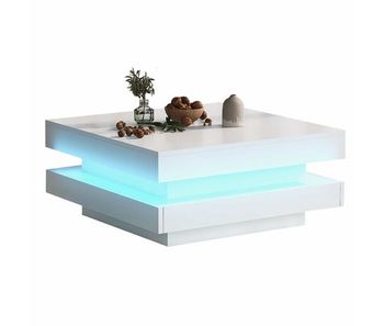 Mesa de centro contemporánea con led en 16 colores - forma cuadrada - blanco