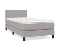 cama box spring con colchon tela gris claro 90x190 cm liso con clavos
