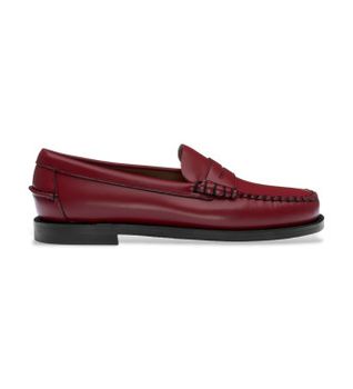 Sebago para mujer. 76112KW Mocasines de Piel Clásicos Dan granate (41), Plano, Ninguno, Casual
