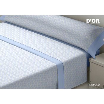 Juego De Sábanas D'or Roma Azul Cama De 150 Franela