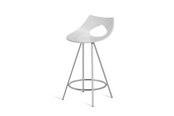 Taburete 63 cm  asiento blanco estructura cromado