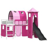 cama litera para ninos liso blanco y rosa 100 x 190 cm metal vidaxl