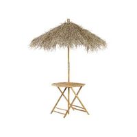 mesa de jardin de madera de bambu marron claro natural 85 cm sombrilla plegable molise