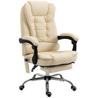 vinsetto silla de oficina ergonomica de altura regulable con masaje de 6 puntos 65x160x104 cm crema   aosom espana