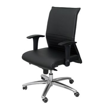 Sillón Confidente Ergonómico Para Visitas Con Mecanismo Sincro Y Regulable En Altura, Especial Para Personas De Envergadura (hasta 160 Kgs) - Asiento Y Respaldo Tapizados En Similpiel Color Negro (con Espuma Viscoelástica) Piqueras Y Crespo Modelo Alb