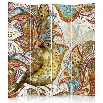 Biombo Ornamental Leaves - Separador De Ambientes  Cm. 145x180 (4 Paneles)