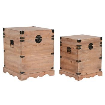 Baul Set 2 Abeto Metal 48x48x61 Rustico Natural