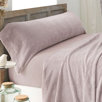 Juego De Sábanas Coralina Canalé Cama De 135 Cm Color Azul Burrito Blanco