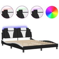 estructura de cama viana con led sin colchon negro blanco 160x200 cm vidaxl