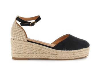 sandalias de cuña de microfibra black