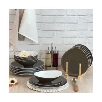 6 plato de postre porcelana topo oscuro