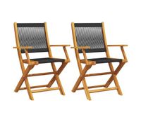 vidaxl sillas de jardin 2 uds madera maciza acacia polipropileno negro