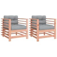 pack 2 uds sillones de jardin  silla de jardin  silla de exterior y cojines madera maciza abeto douglas