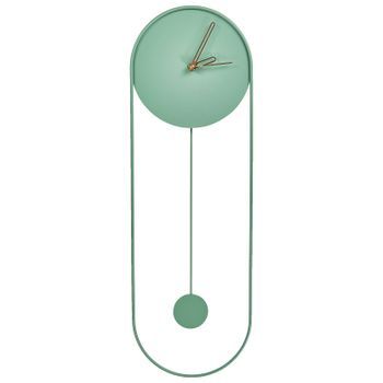 Reloj De Pared Decoración Colgante 20 X 62 Cm Diseño Moderno Minimalista Con Péndulo Decorativo Sin Números Acero Verde Claro Salvan