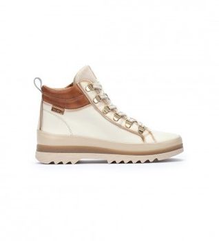 Pikolinos para mujer. W3W-8564C1 Botines de Piel Vigo blanco roto (36), 1 a 3cm, Cremallera, Casual