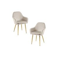 pack 2 sillas chic golden de terciopelo 875644 cm - beige
