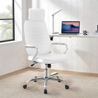 silla de oficina giratoria regulable en simil cuero blanco