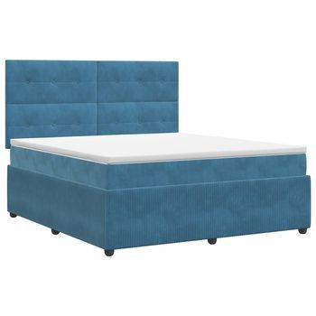 Cama Tapizada 190x144x140,5 Cm Terciopelo - Azul