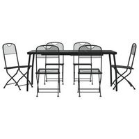 juego de comedor de jardin 7 piezas  mueble de jardin malla metalica gris antracita