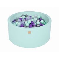 meowbaby piscina de bolas round seca para ninos menta  transparenteplatamorado 300 pcs 90x40cm