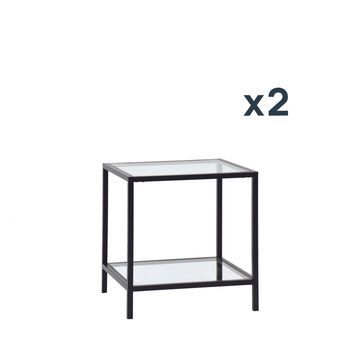 Pack 2 Mesitas De Noche En Cristal Con Pata Negra Klast Home 50 X 55 Cm - Transparente