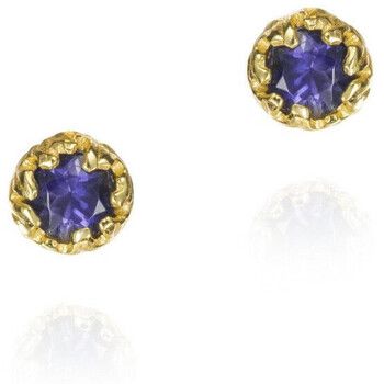 Jorge Revilla Pendientes Pendientes de botón con zafiro de plata con baño de oro 18k para mujer