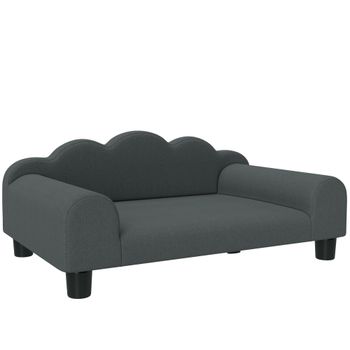 PawHut Sofá para perro, sofá para mascotas con respaldo y reposabrazos, transpirable, 66 x 42 x 28,5 cm, gris oscuro