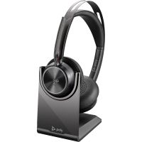 poly voyager focus 2 auriculares bluetooth negros con base de carga y certificado microsoft teams