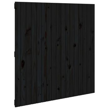 Cabecero De Cama De Pared Madera Maciza Pino Negro 108x3x110 Cm Vidaxl