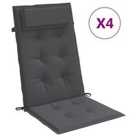 cojines de silla respaldo alto 4 uds tela oxford gris antracita vidaxl